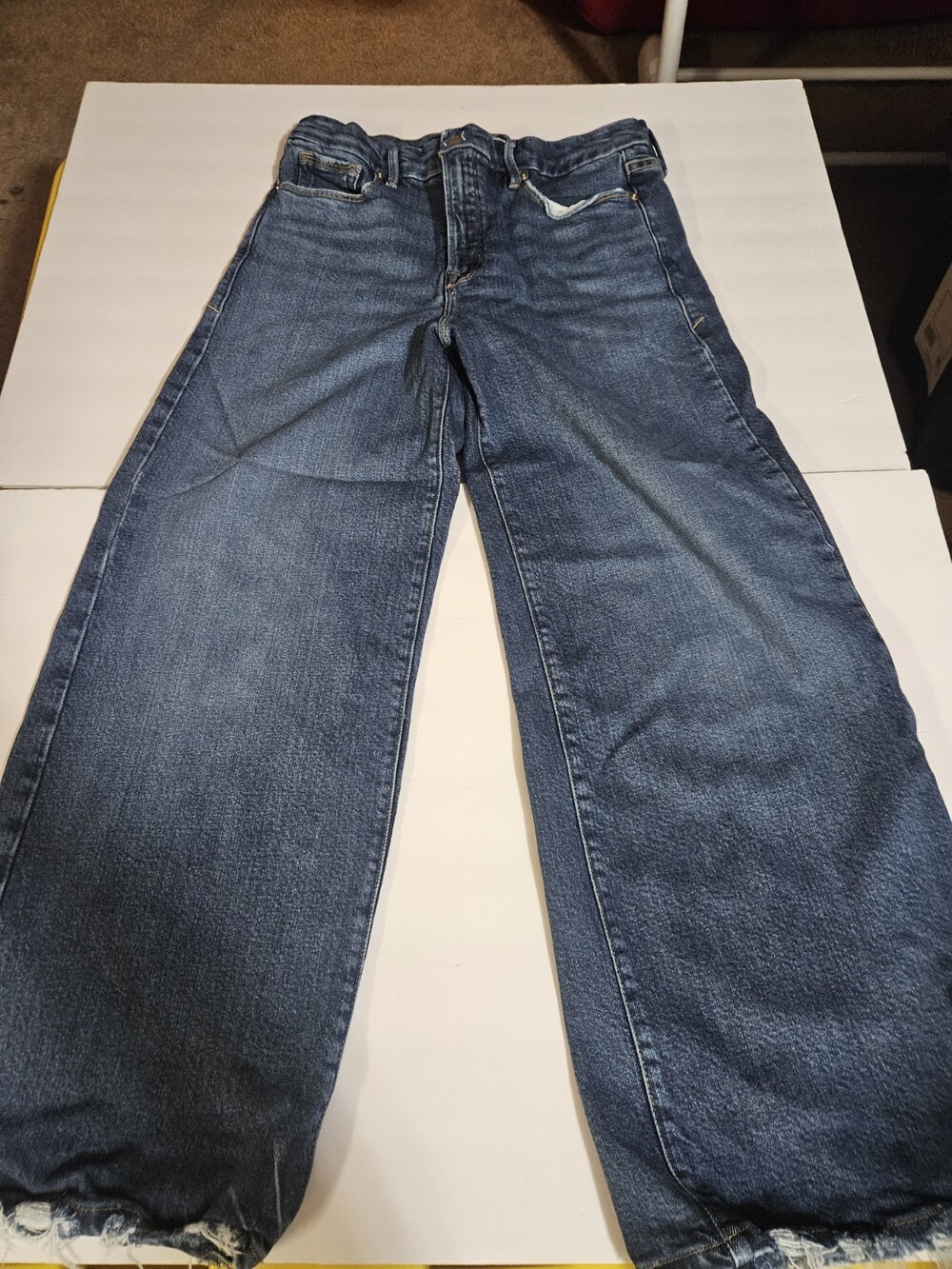 Good American Women Good Waist Palazzo Crop Jeans Size 10/30 Wide Leg